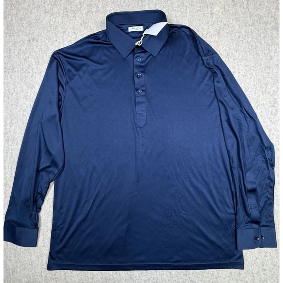 Collars & Co Polo Shirt Men XLarge Performance Blue Stiff Dress Collar NWT - Picture 2 of 12